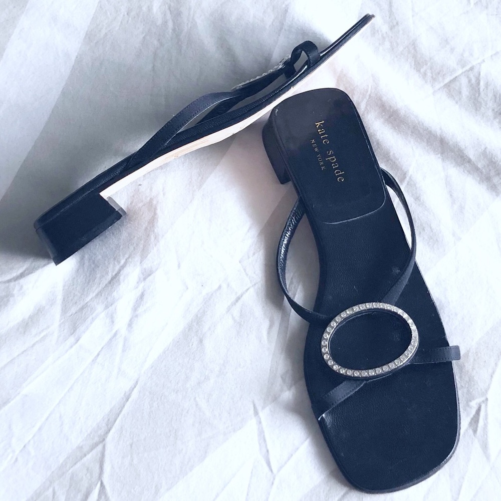 Kate Spade black leather diamanté  sandals